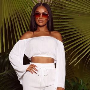 FashionNova Linen Swim Cover Up Set